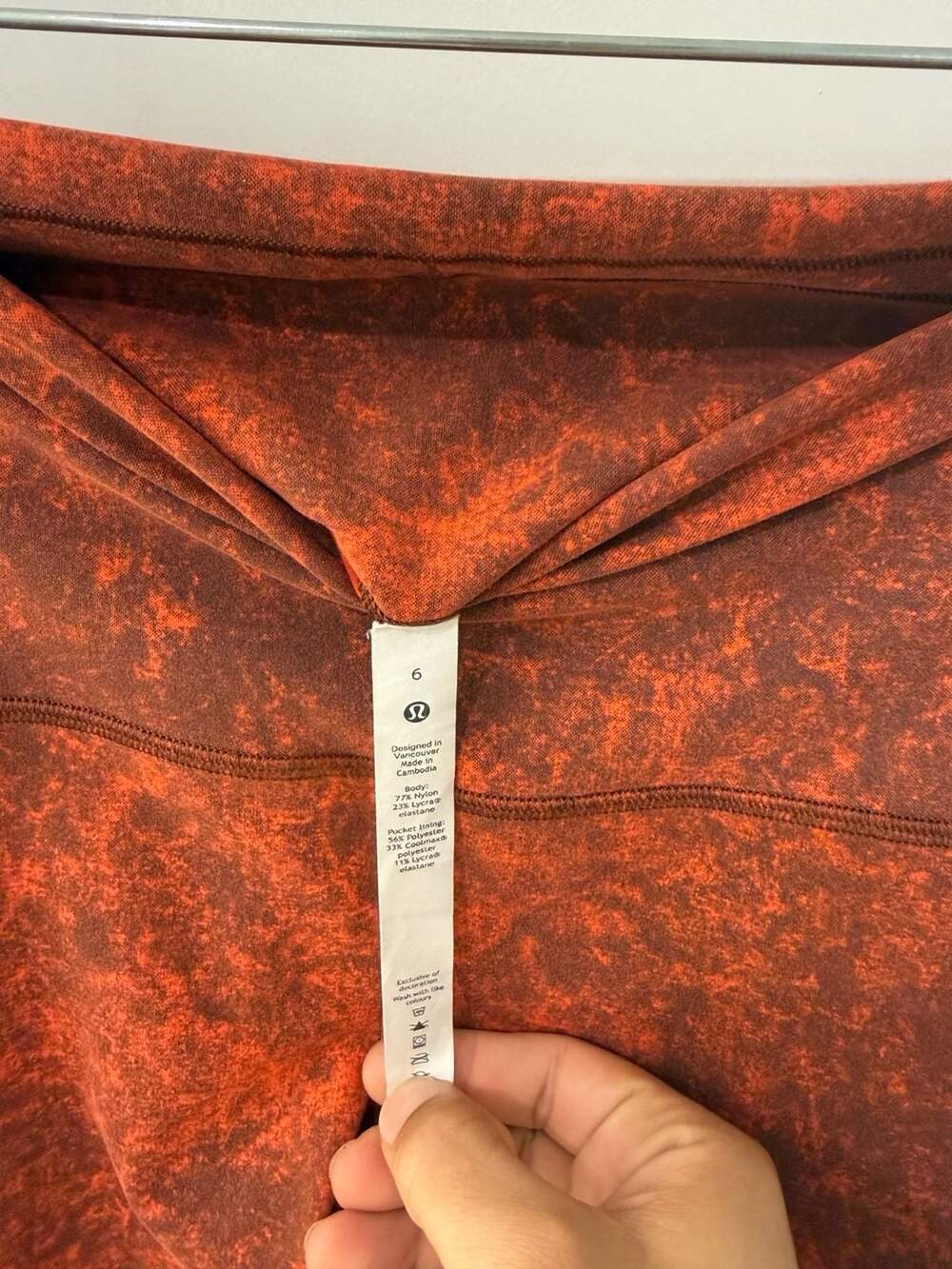 Lululemon Wunder Train High-Rise Crop Leggings in Denim Wash Print Autumn Red - Picture 3 of 7